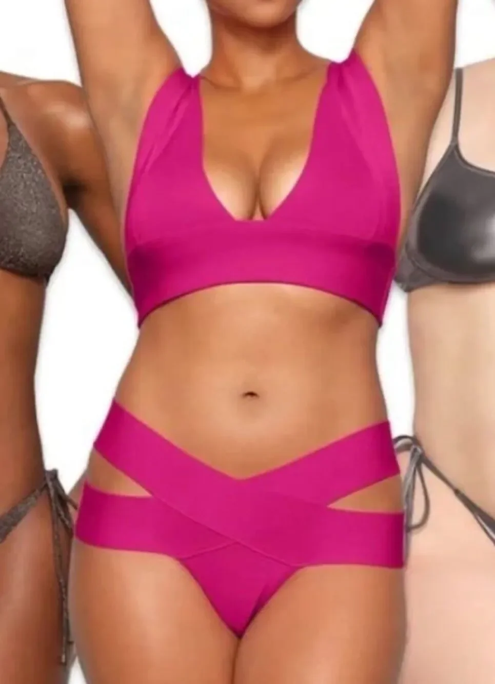 Knit Swim Strappy Bikini Bottom Lollipop
